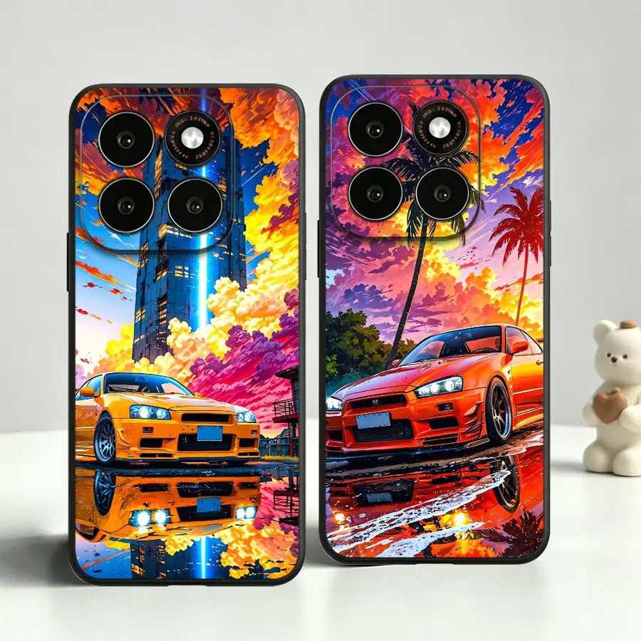 Sunset City JDM Car Case for Motorola Moto G60 75 G50 55 Edge 20 30 40 50 60 70 S30 G71 85 G53 G51 73 G32 96 G22 86 G52 50 S50