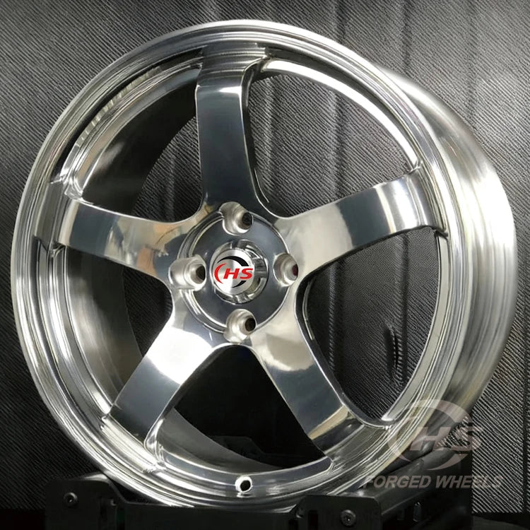5x100 5x112 5x114.3 5x120 Five Spoke Polished Racing Forged Wheels Rims for Supra Type R 350Z 370Z JDM