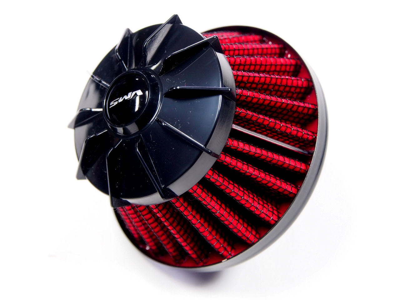 VMS Air Filter Breather Turbino Style 12MM Black Top Red Mesh Filter image 1