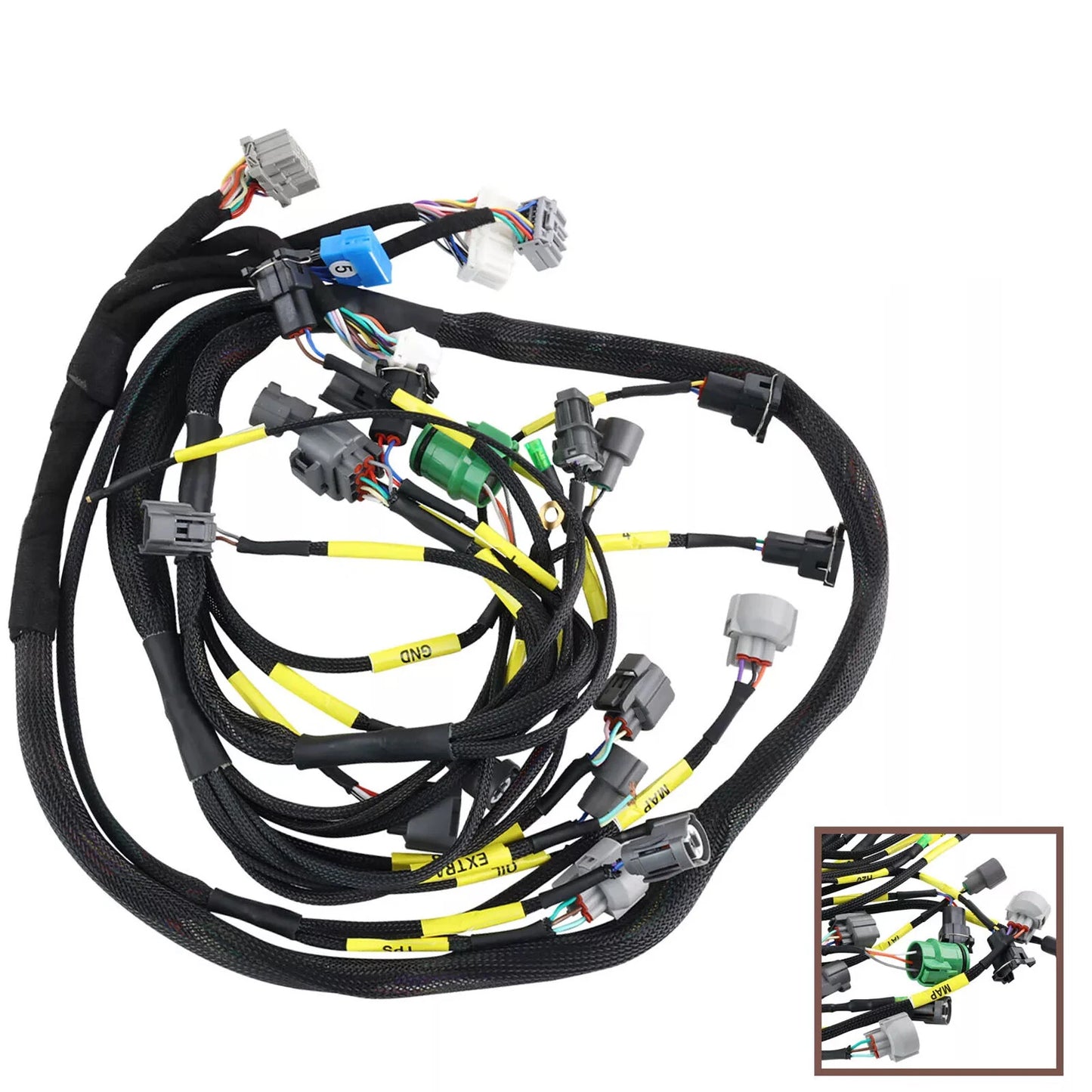 Tucked Engine Harness CNCH-OBD1-1 Budget D & B-series For Civic Integra B16 B18 D16 W/Obd1 Dist/Inj/Alt  92-95 Ecu Plugs