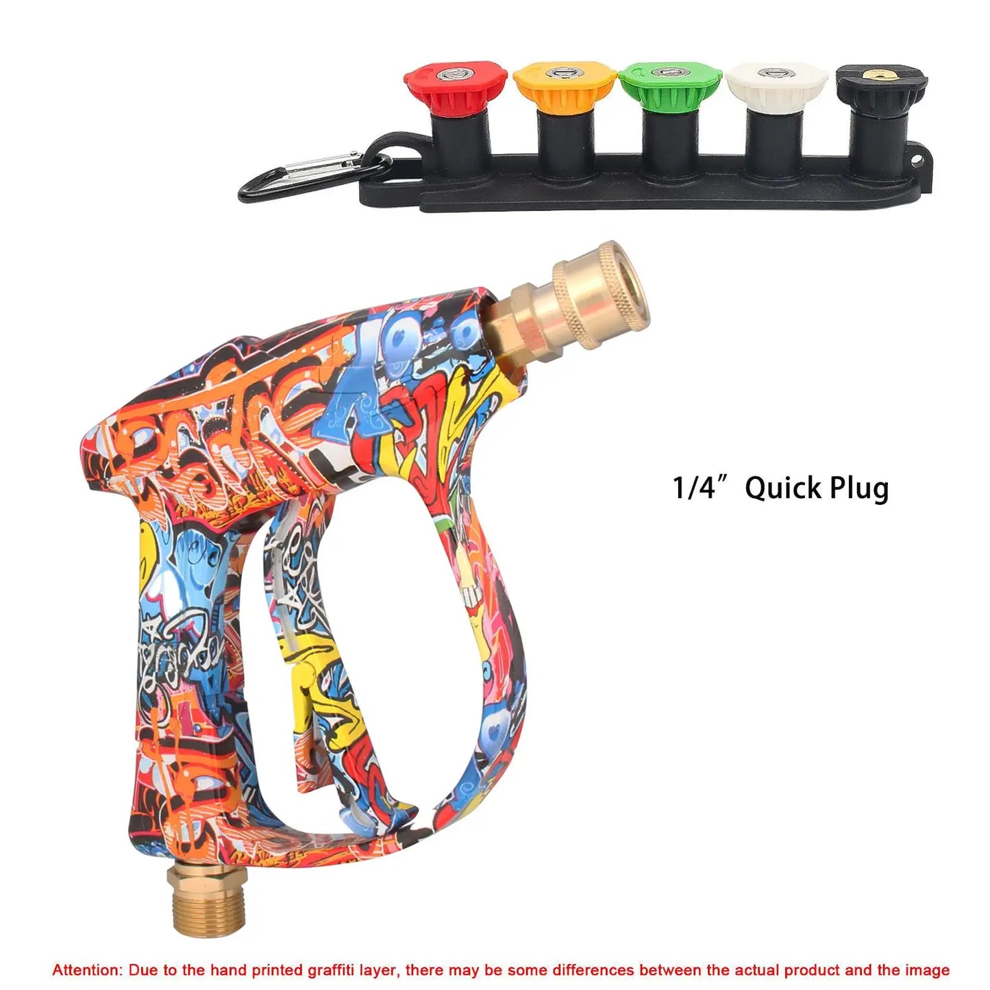 4350PSI High Pressure Water Gun with Graffiti Design, 1L Foam Cannon & 1/4" Quick Connect, Battery-Free for Karcher K Series