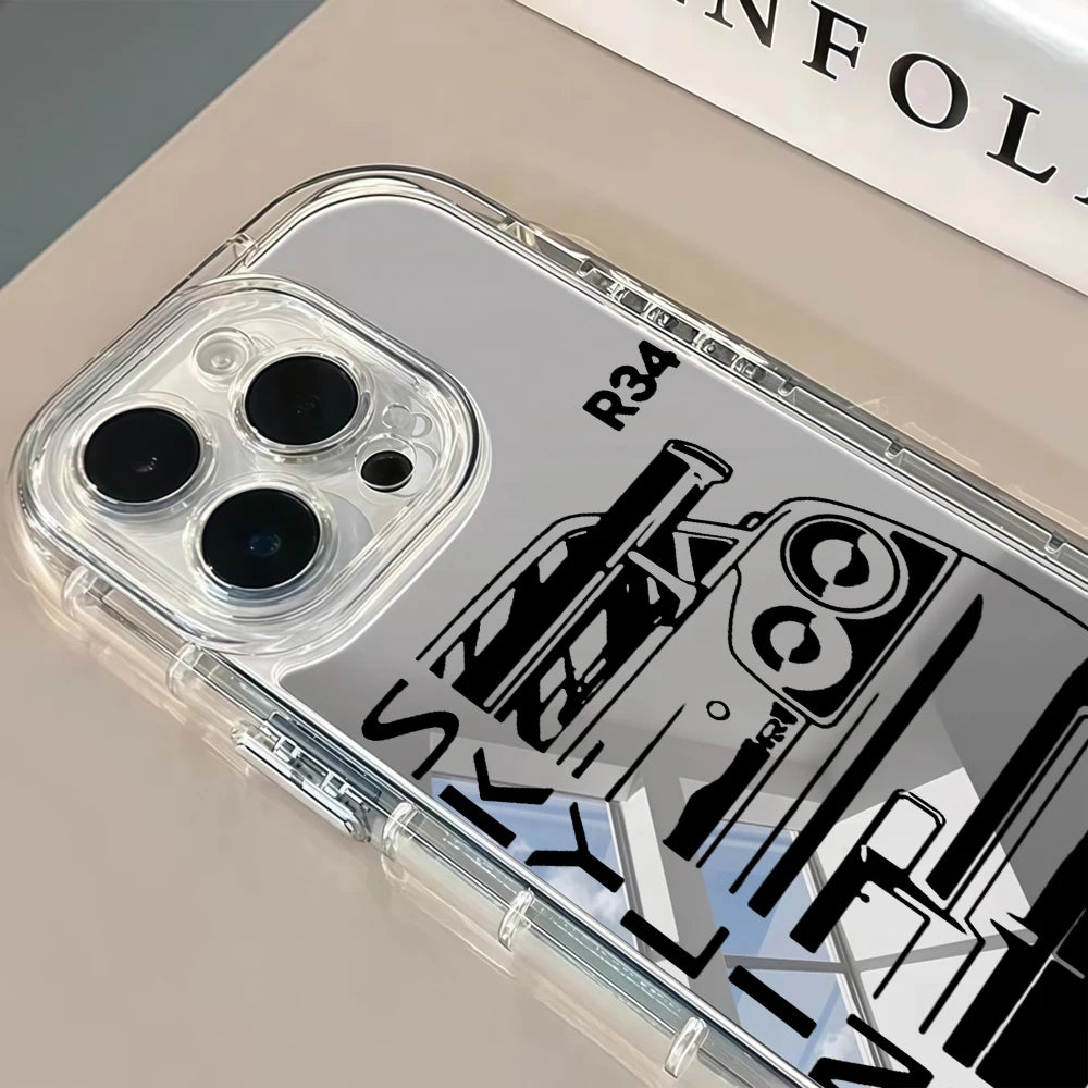 JDM Sports Car Silver Mirror Phone Case For iPhone 16 Pro Max 17 15 14 13 12 11 8 Plus Pro SE2 XR X 17 Air Max Soft Gift Cover