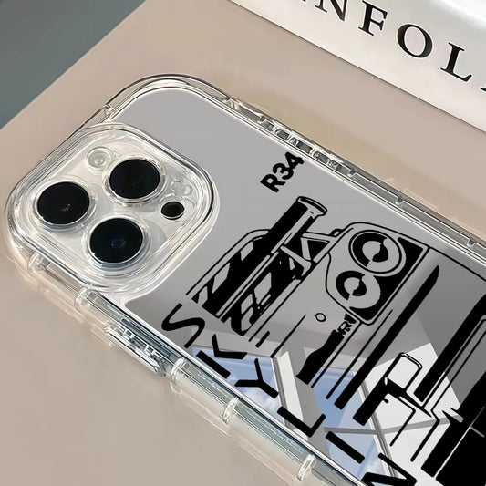 JDM Sports Car Silver Mirror Phone Case For iPhone 16 Pro Max 17 15 14 13 12 11 8 Plus Pro SE2 XR X 17 Air Max Soft Gift Cover