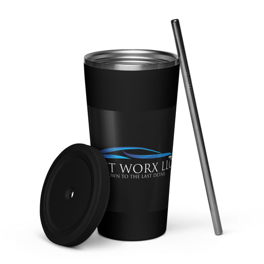 Insulated tumbler with a straw image 0