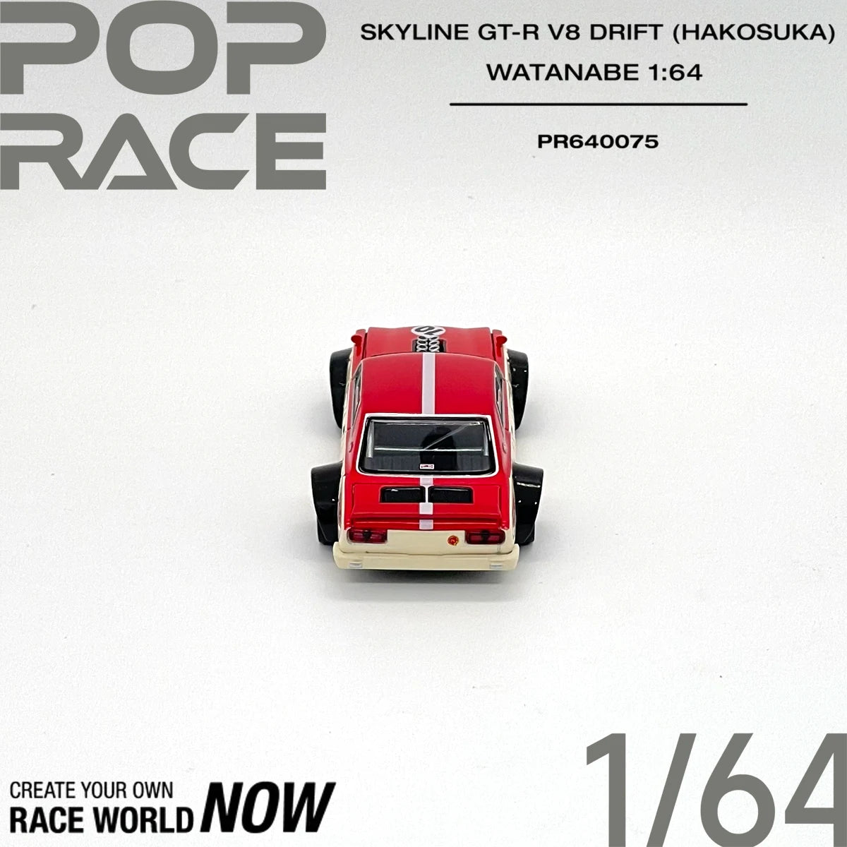 POP RACE PR640075 1:64 Skyline GT-R Hakosuka V8 Drift Watanabe Wheels Classic JDM Race Diecast Car Model in Stock