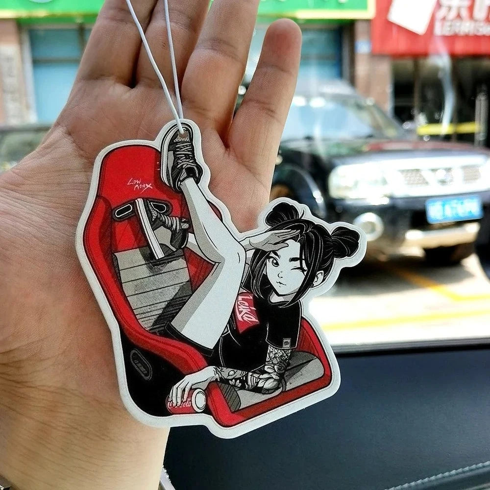 New JDM Culture Series Car Air Freshener Hanging Car Rear View Solid Paper Cute Girl Car Diffuser Interior Accessories Pendant
