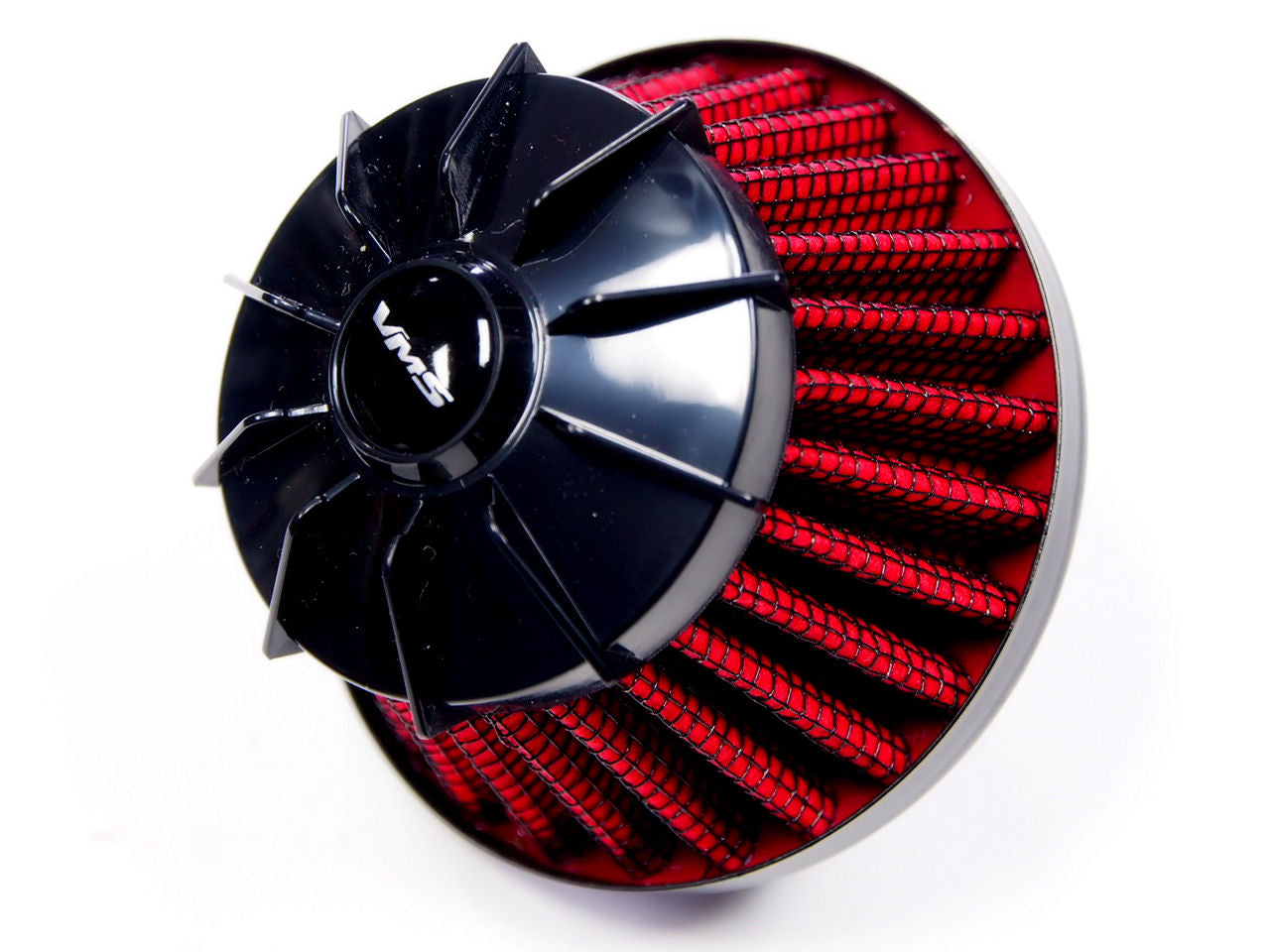 	VMS Air Filter Breather Turbino Style 9MM Black Top Red Mesh Filter image 0