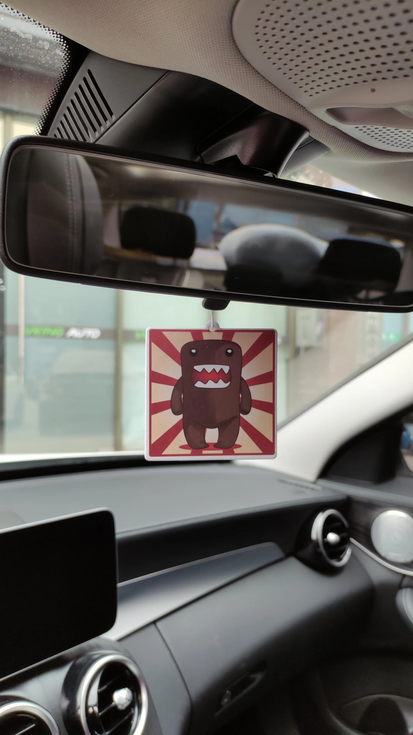 Funny Domo JDM Car Air Freshener Perfume  Kun Tire Girl Decoration Rearview Mirror Pendant Hanging Solid Paper Husband Gift