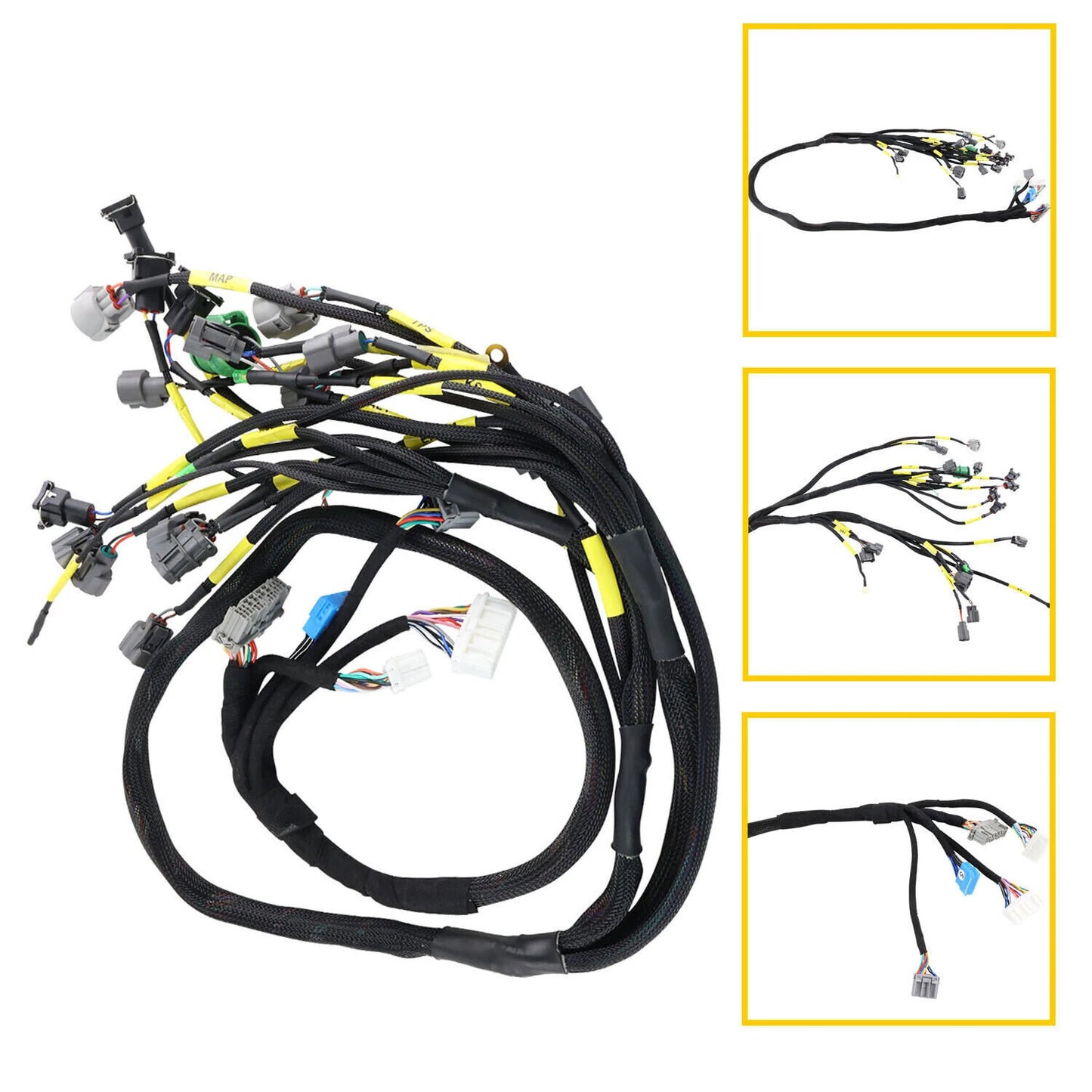 Tucked Engine Harness CNCH-OBD1-1 Budget D & B-series For Civic Integra B16 B18 D16 W/Obd1 Dist/Inj/Alt  92-95 Ecu Plugs