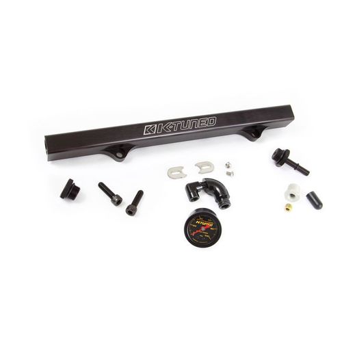 K-Tuned Black Fuel Rail w/ EFI and AN Fittings, IAA Delete, Center Gauge image 0