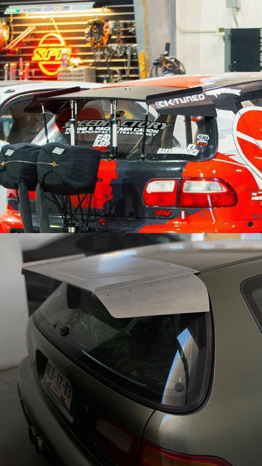 YCP 92-95 Honda Civic hatchback Drag Wing V2 image 1