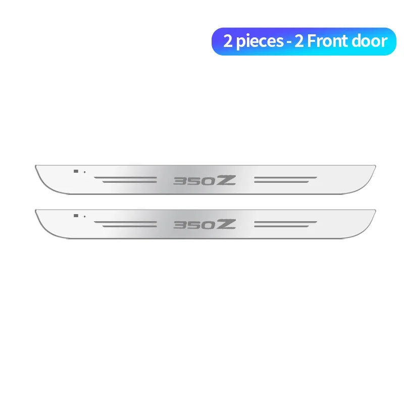 Acrylic USB Power Moving LED Welcome Pedal Car Scuff Plate Pedal Door Sill Pathway Light For Nissan 350Z Logo Auto Accessories