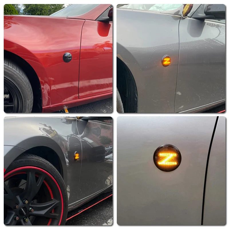 2Pcs LED Side Marker Light For Nissan 370Z Z34 2009-2020 350Z Z33 2003-2009 Side Fender Dynamic Turn Signal Indicator Lights
