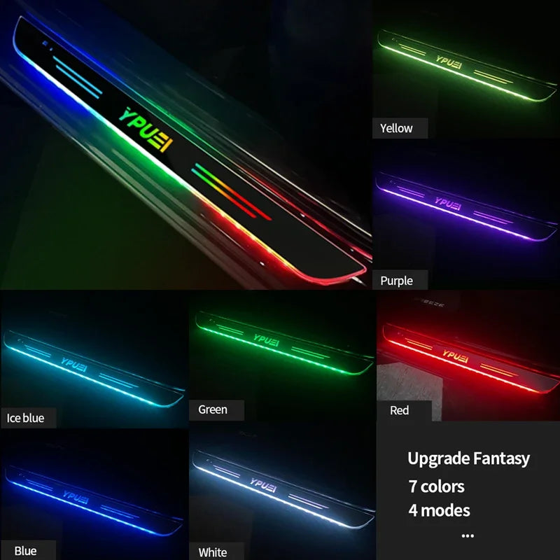 Acrylic USB Power Moving LED Welcome Pedal Car Scuff Plate Pedal Door Sill Pathway Light For Nissan 350Z Logo Auto Accessories
