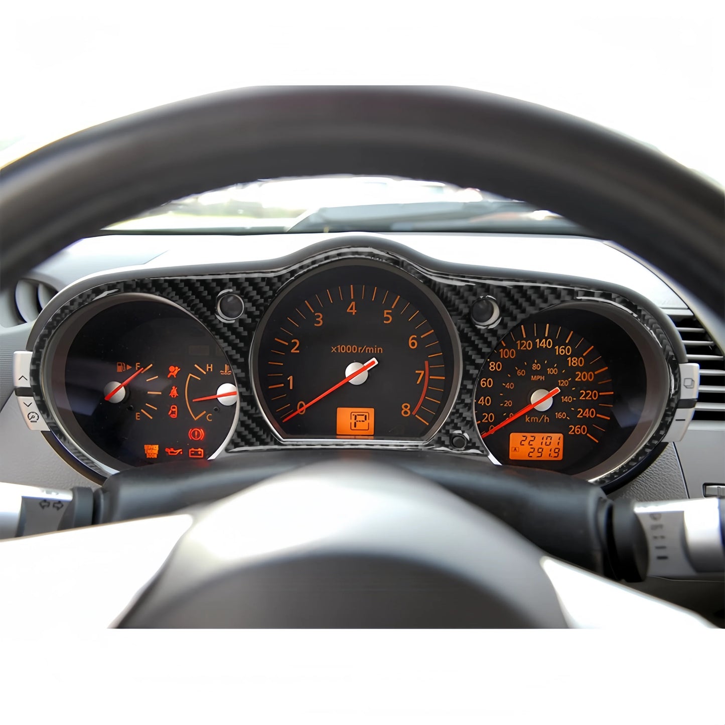 For Nissan 350Z 2003-2009 Carbon Fiber Auto Dashboard Speedometer Frame Trim Cover Car Interior Decor Styling Accessories