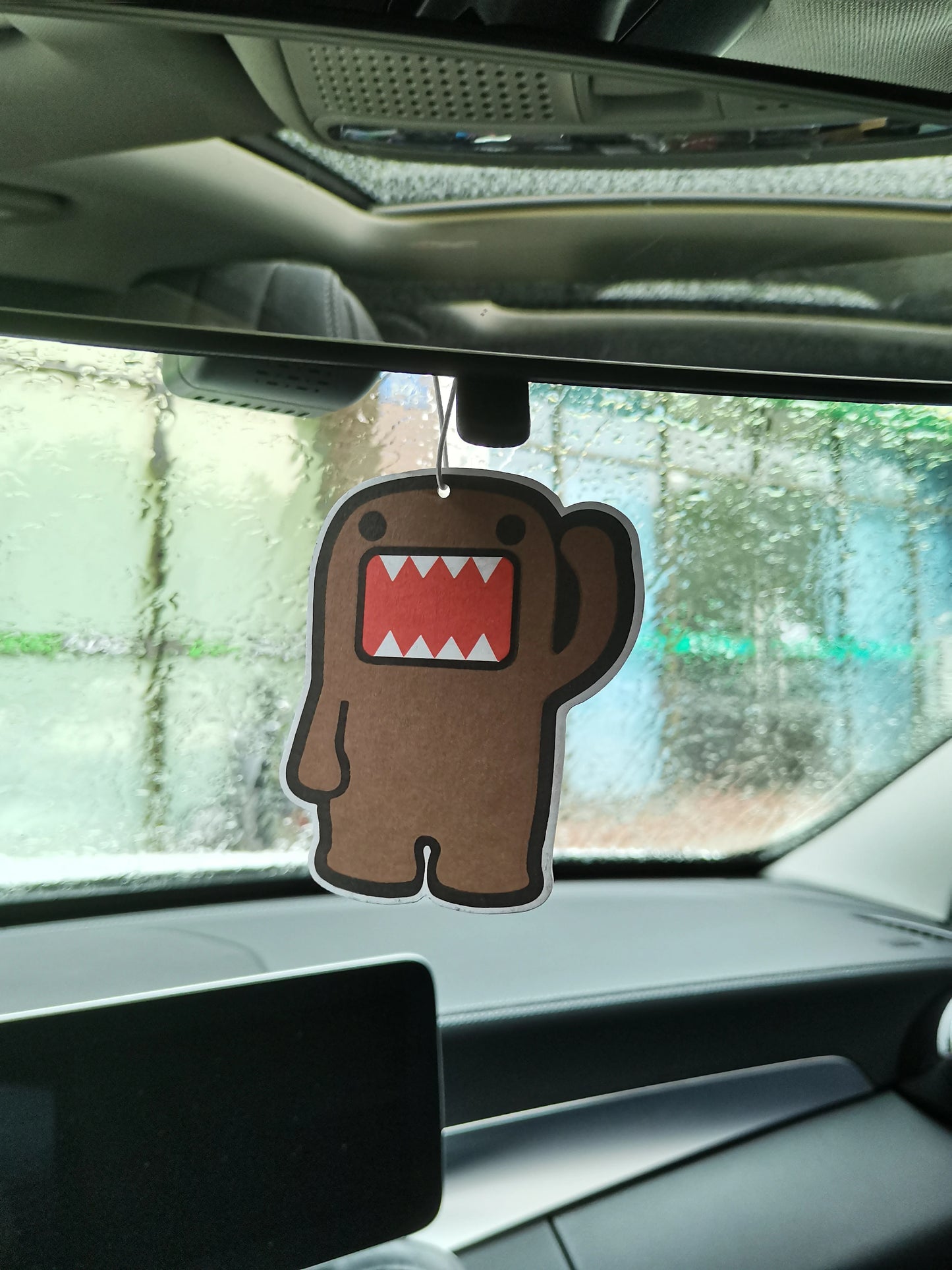Funny Domo JDM Car Air Freshener Perfume  Kun Tire Girl Decoration Rearview Mirror Pendant Hanging Solid Paper Husband Gift