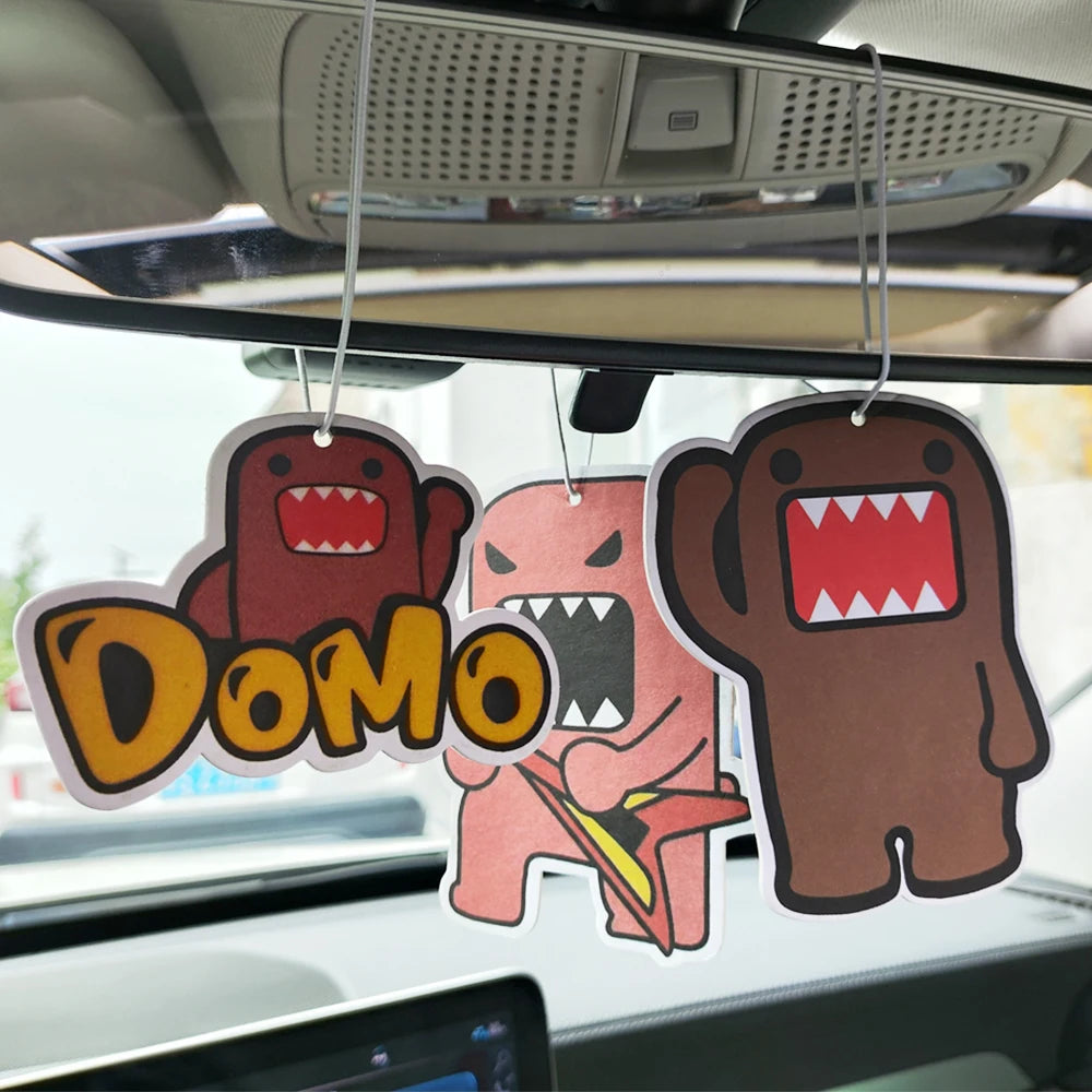 Funny Domo JDM Car Air Freshener Perfume  Kun Tire Girl Decoration Rearview Mirror Pendant Hanging Solid Paper Husband Gift
