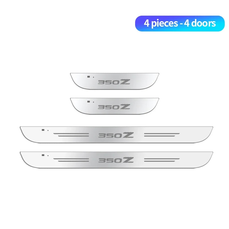 Acrylic USB Power Moving LED Welcome Pedal Car Scuff Plate Pedal Door Sill Pathway Light For Nissan 350Z Logo Auto Accessories